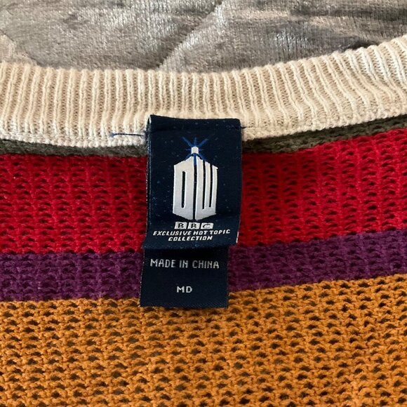 Hot Topic Doctor Who Forth Colorful Striped Cardigan Sweater knit  Button Front - Picture 7 of 12